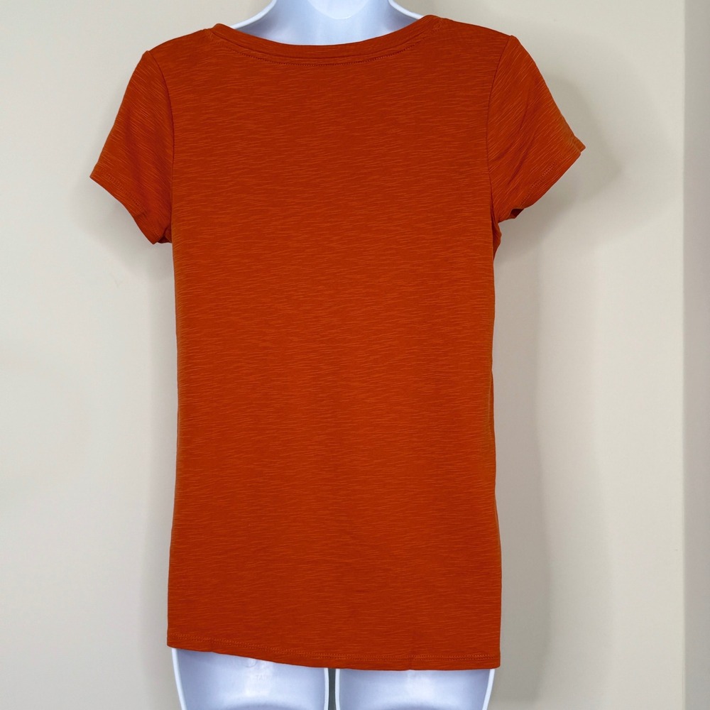 J. Jill Pima Cap Sleeve V-Neck‎ Tee Women's Size XS Rust Classic Minimalist - Picture 3 of 9